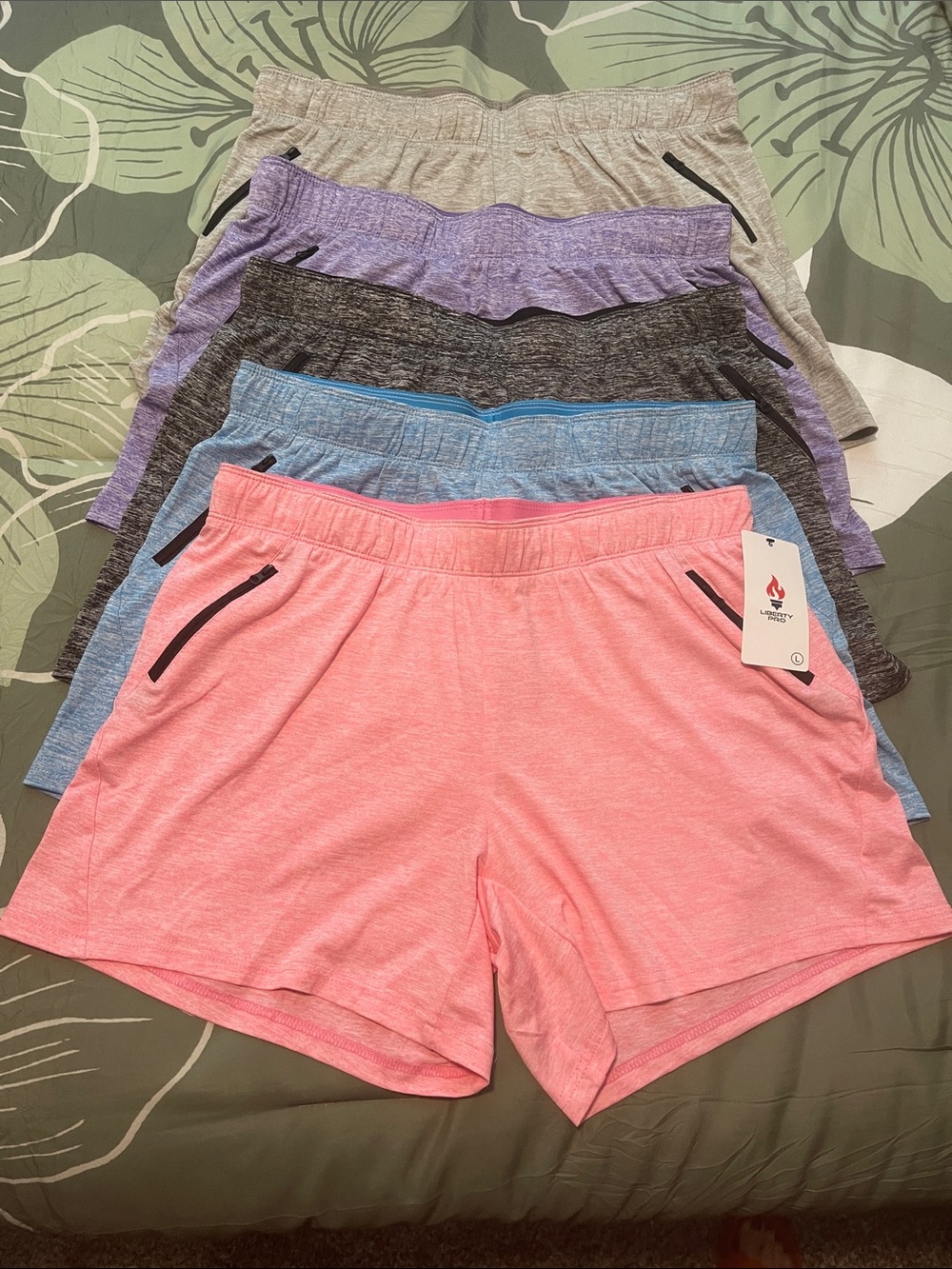 Liberty Women's Athletic Shorts - Pink with Black Trim